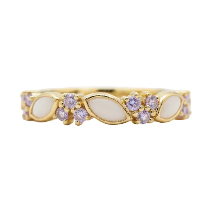 Amanecer BirthStones Half-Band Ring