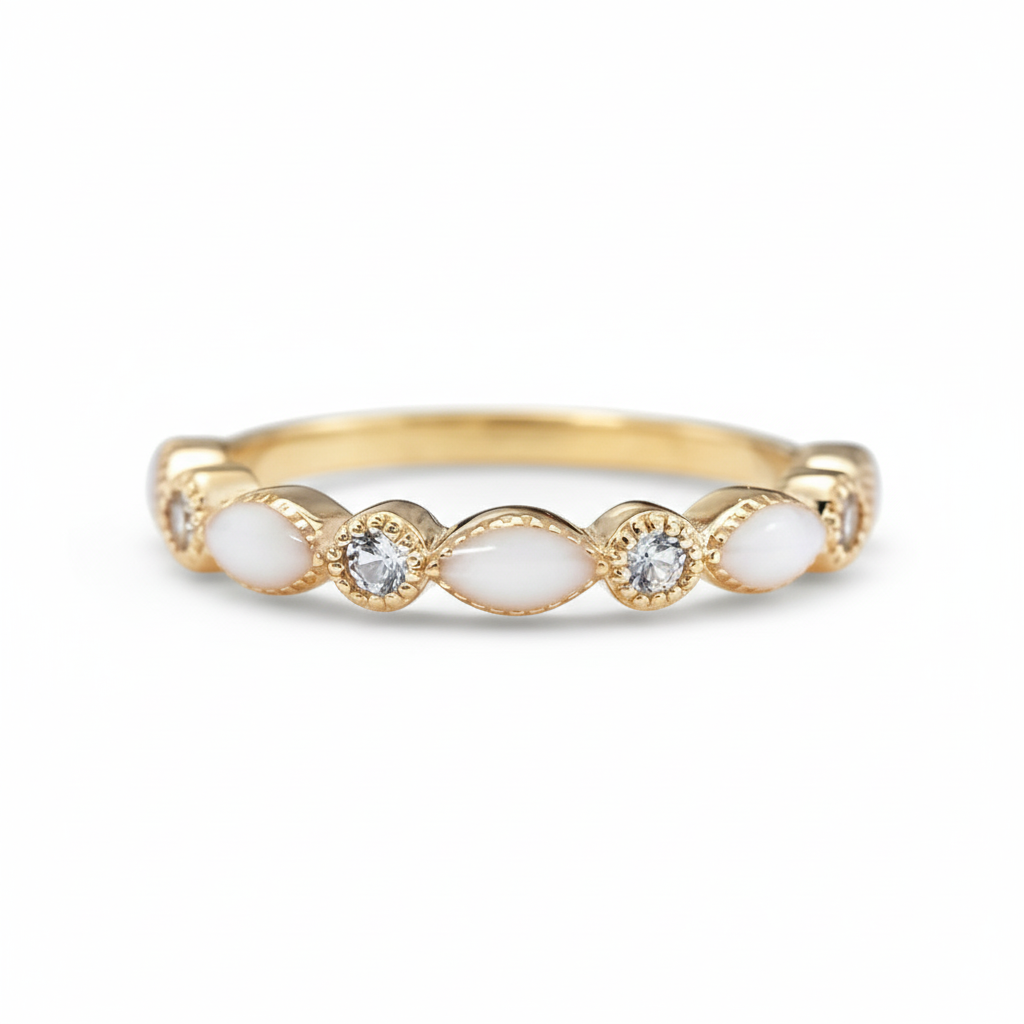 14k Gold BirthStones Alma Half-Band Ring