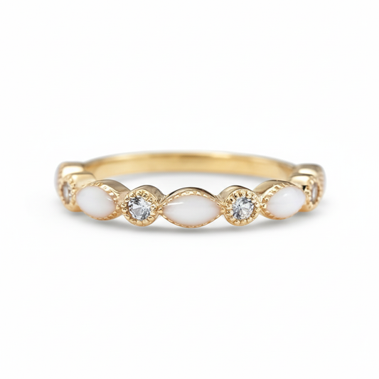 14k Gold BirthStones Alma Half-Band Ring