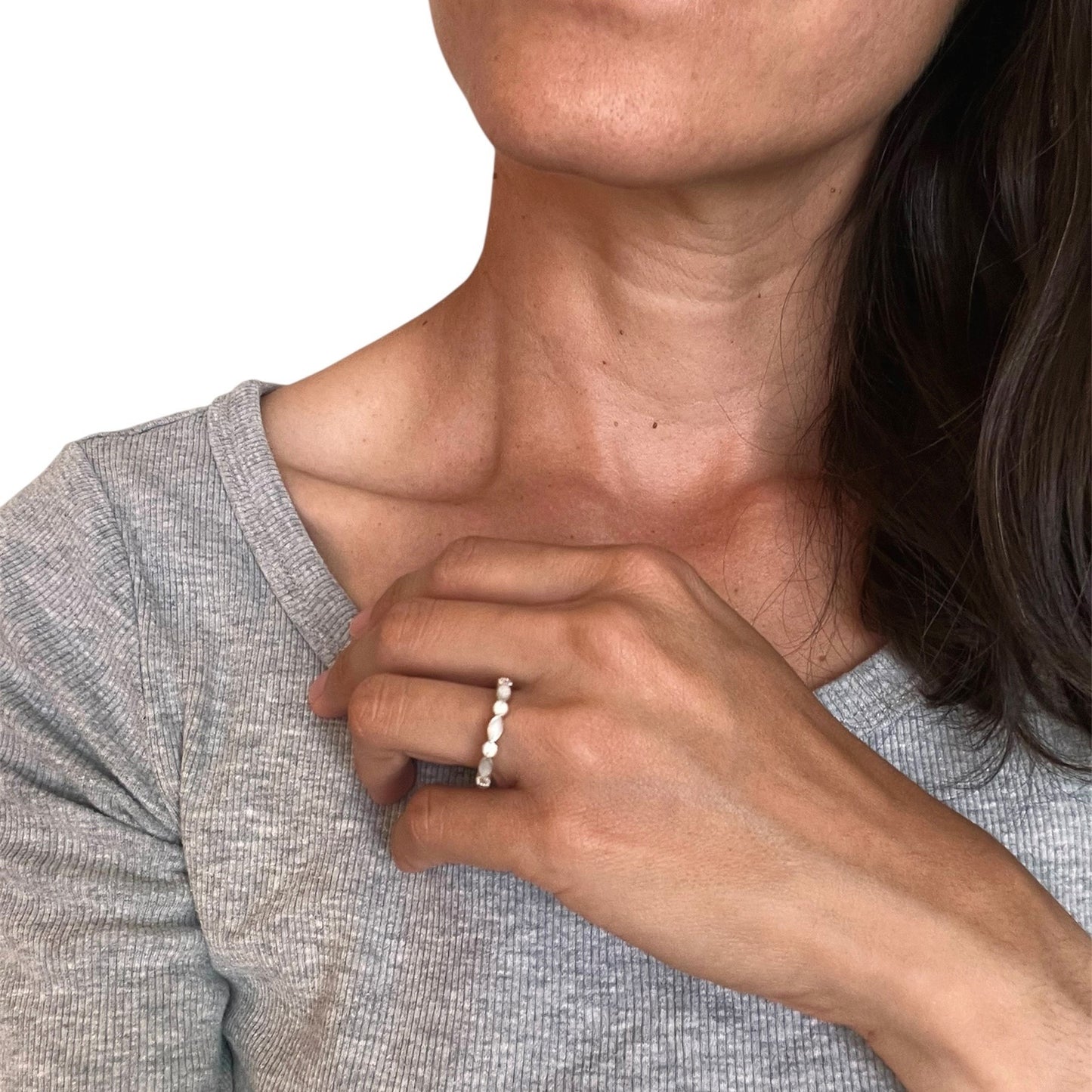 BirthStones Alma Half-Band Ring - Adjustable