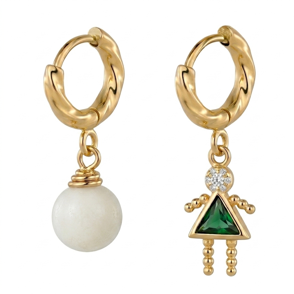 Stainless Steel - Customized Perla BirthStones Hoops